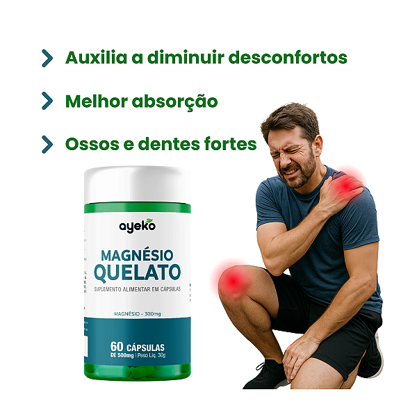 Magnésio Quelato Máxima Absorção 60 Cápsulas – Ayeko