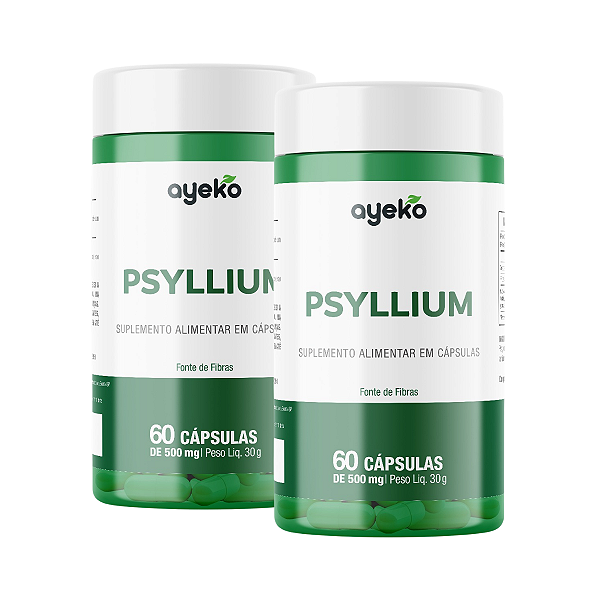 2X Psyllium 60 Cápsulas 500mg Fonte De Fibras - Ayeko