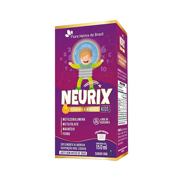 Neurix KIDS (mg, Fe, Metilfolato E B12) 150ml Sabor Uva - Flora Nativa