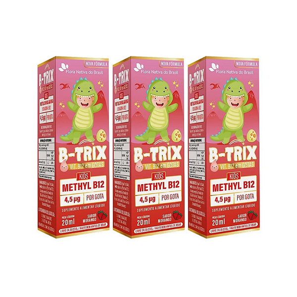 3X B-TRIX Kids Suplemento Infantil de Vitamina B12 (Metilcobalamina) 20ml - Flora Nativa