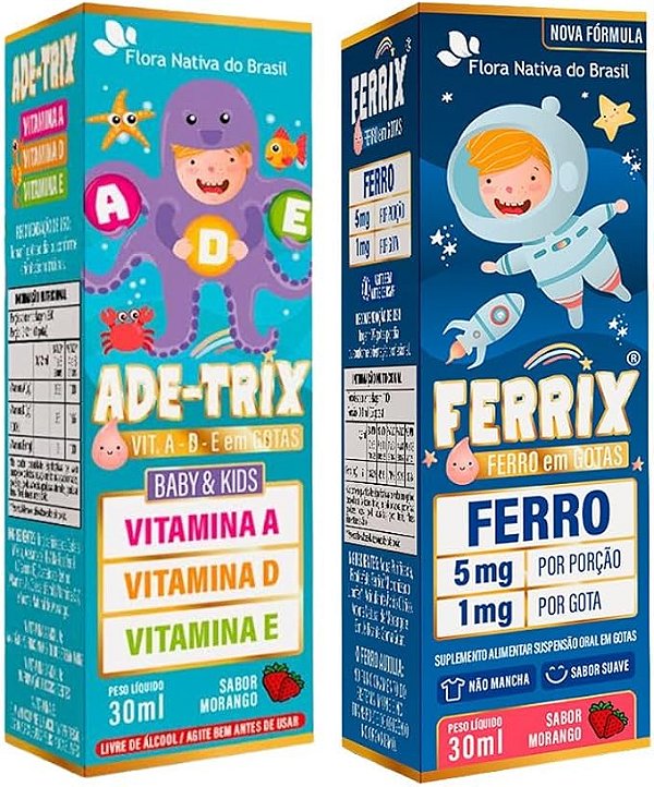 ADE-TRIX (Vit. A D E) + FERRIX (Ferro 5mg/porcao)