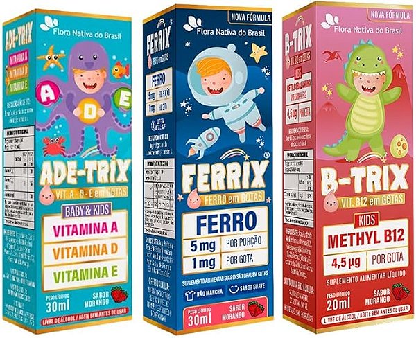ADE-TRIX + FERRIX + B-TRIX SABOR MORANGO KIDS
