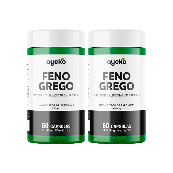 2X Feno Grego 450mg/porção Alto Teor de Saponinas 60cáps - Ayeko