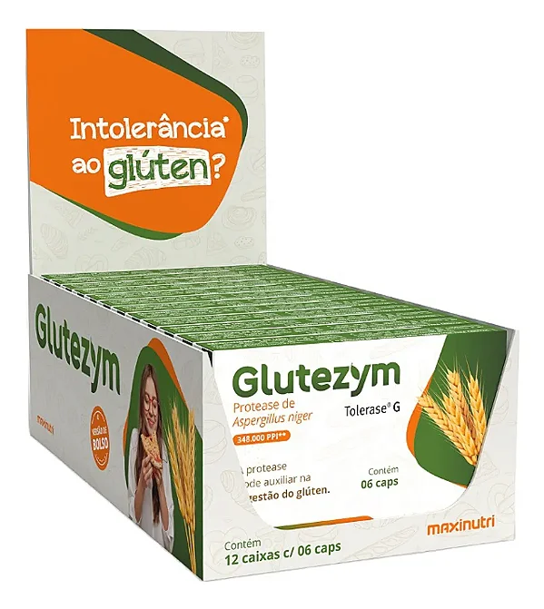 Glutezym 348.000 (PROTEASE) 06 Caps (DISPLAY 12 UND) - Maxinutri