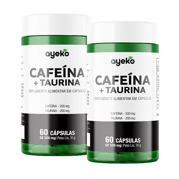 2X Termogênico Cafeína Com Taurina 200mg Rende 60 Doses - Ayeko