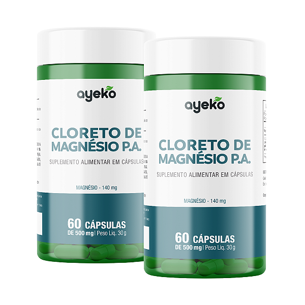 2X Cloreto de Magnésio P.A 140mg 60 Cápsulas - Ayeko