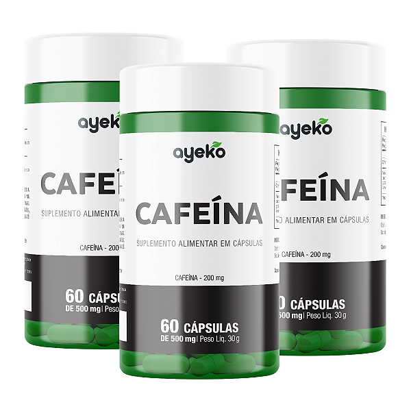 3X Termogênico Cafeína 200mg Rende 60 Doses - Ayeko