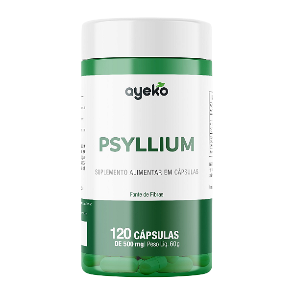Psyllium 120 Cápsulas 500mg Fonte de Fibras - Ayeko