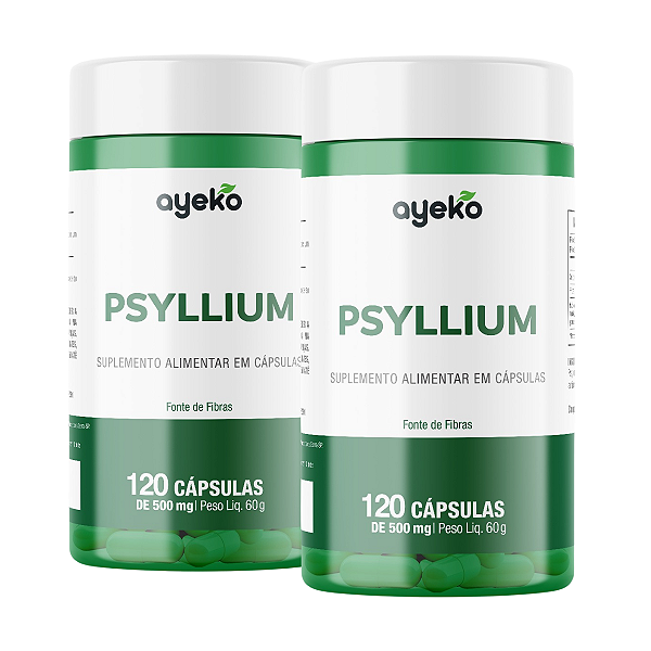 2X Psyllium 120 Cápsulas 500mg Fonte de Fibras - Ayeko