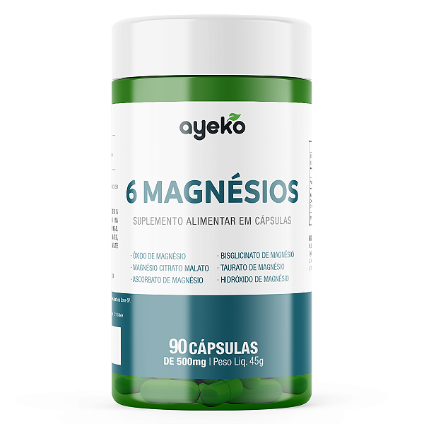 6 Magnésios 90 cápsulas - Blend Premium - Ayeko