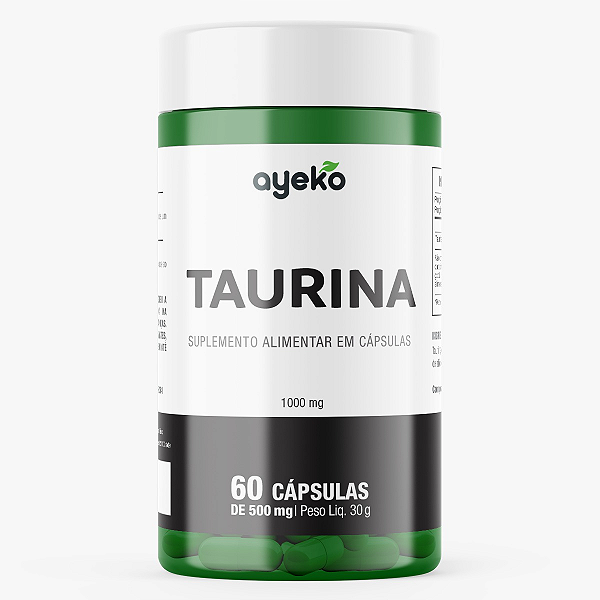 Taurina com 1000mg por Dose - Máxima Concentração e Absorção - 60 Cápsulas Ayeko