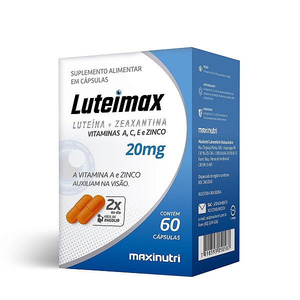 Luteimax (Luteína + Zeaxantina) 20mg - 60 Caps - Maxinutri