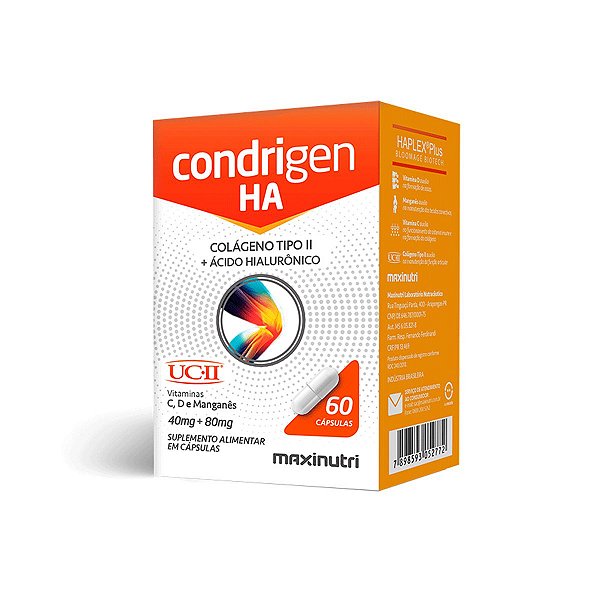 Condrigen H.A (colágeno tipo II / UCII+AC Hialuronico) 60  caps - Maxinutri