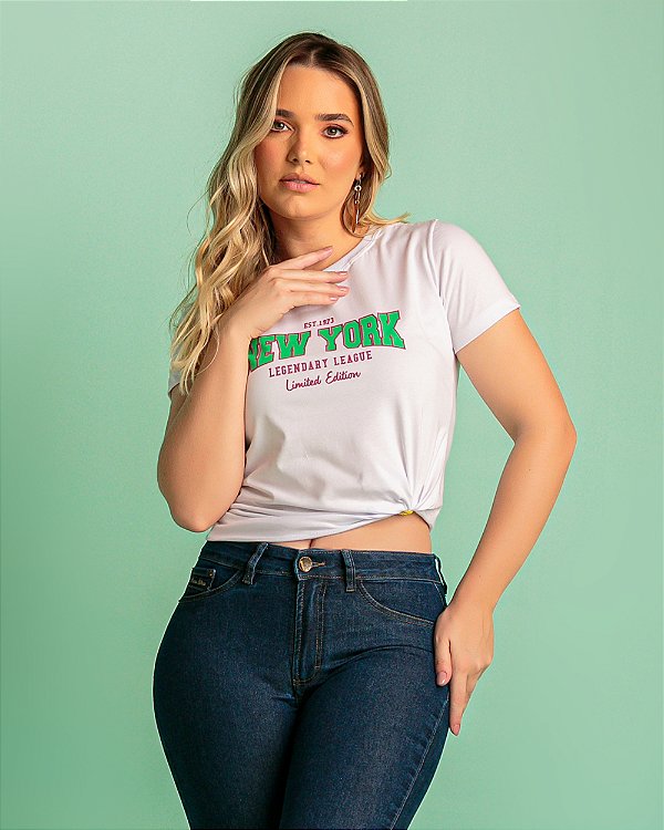 T-shirt estampada 100% algodão