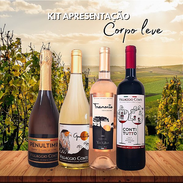KIT APRESENTAÇÃO CORPO LEVE - 4un.Vinhos VILLAGGIO CONTI
