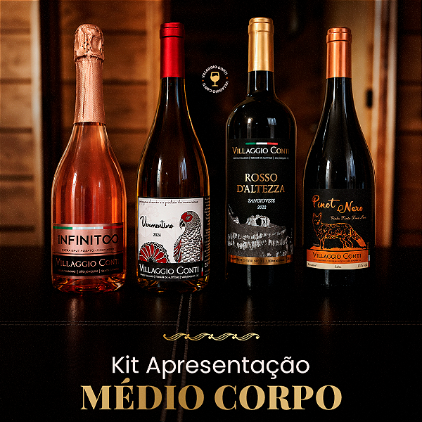 KIT APRESENTAÇÃO MÉDIO CORPO - 4un.Vinhos VILLAGGIO CONTI