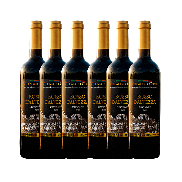 Caixa com 6unidades - Vinho Tinto Sangiovese ROSSO D'ALTEZZA 2022 750ml