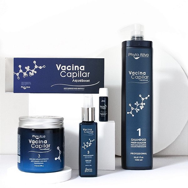 Kit Vacina Capilar Profissional | Hidratação com Ácido Hialurônico, 18-MEA e Blend de Aminoácidos | Phyto Ativo