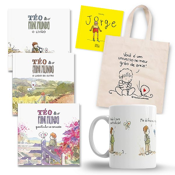 Coleção Téo & O Mini Mundo COMPLETA + Caneca + Ecobag + Livro do Jorge