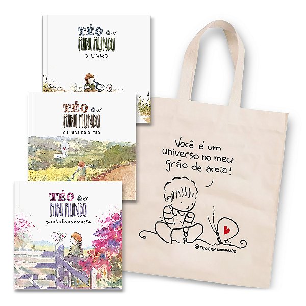 Coleção Téo & O Mini Mundo EM DOBRO + 2 Ecobags - Pacote com 2 kits para presentear