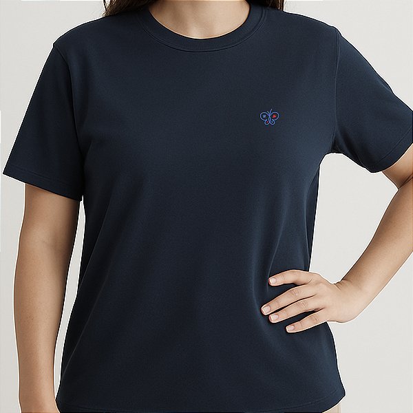 Camiseta Bordada Oficial Téo & O Mini Mundo - Marinho