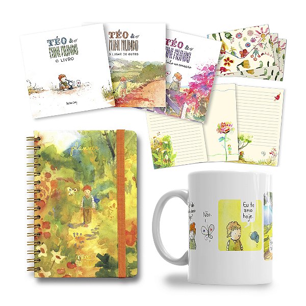 Planner + Coleção Téo & O Mini Mundo + Caneca + Kit Papel de Cartas