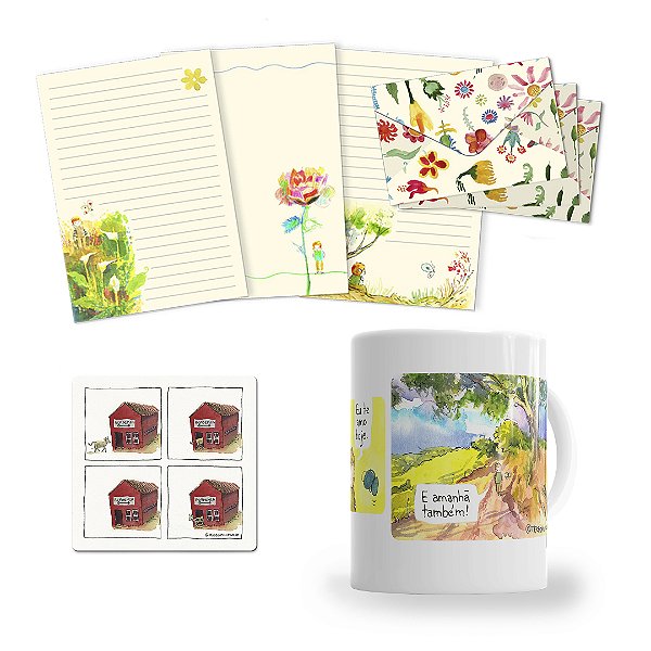 Caneca Já Falei Eu Te Amo Hoje? + Kit Papel de Cartas + Ímã Vaquinha/Academia