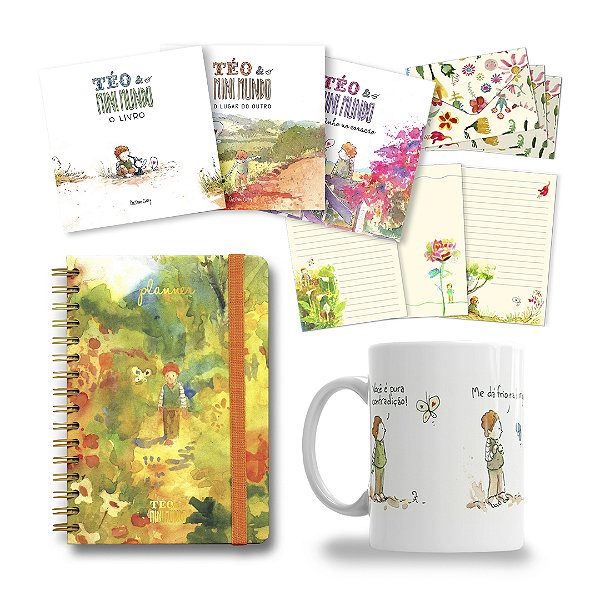 Planner + Coleção Téo & O Mini Mundo + Caneca Quentinho + Kit Papel de Cartas