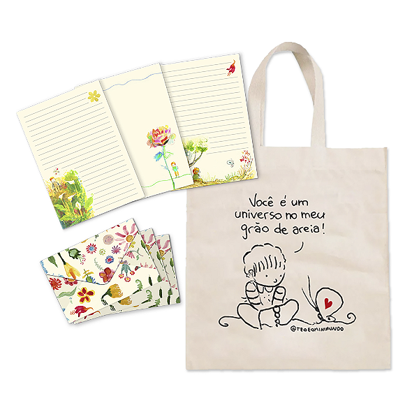 Ecobag oficial + Kit Papel de Cartas Téo e Eulália com Envelope