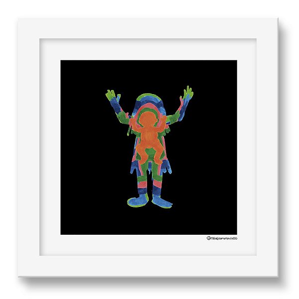 Quadro - Tinha um bebê ali - Tirinha Téo E O Mini Mundo - 15x15 Cm - Moldura Branca