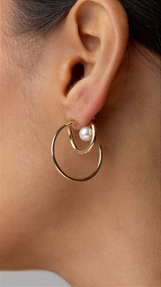 Brinco Argola descontruida Pérola Central