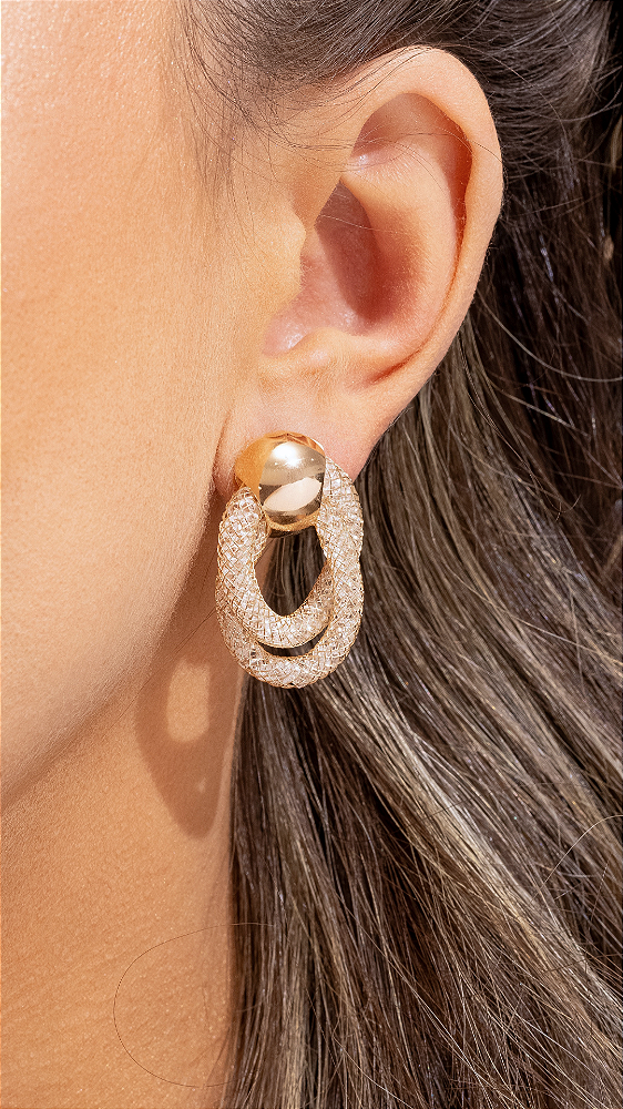 Brinco Tubos Brilhosos (semijoia)