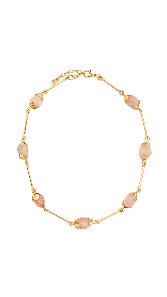 COLAR ESPAÇADO QUARTZO ROSA (ACESSÓRIO FINO)