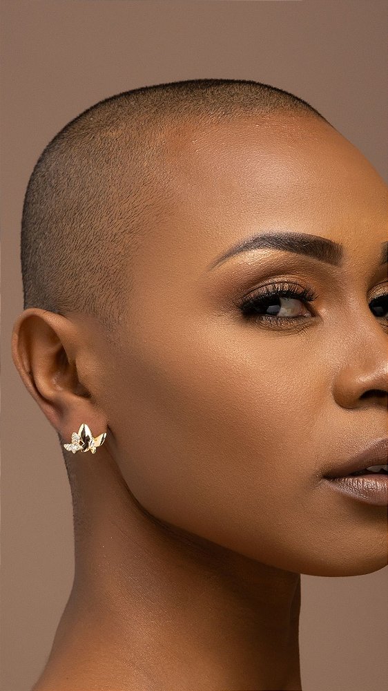 BRINCO 2 BORBOLETAS LISA E CRAVEJADA (SEMIJOIA)