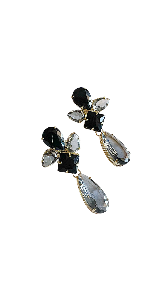 BRINCO TULIPA PRETO E FUME (semijoia)