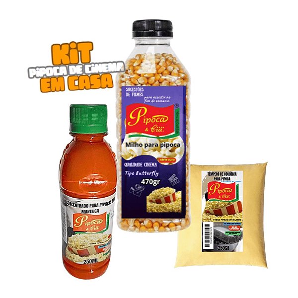 Kit 1 Premium Milho Pipoca & Cia Cinema Em Casa Cúrcuma