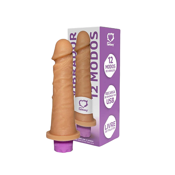 PÊNIS REALÍSTICO S/ ESCROTO C/ VIBRO RECARREGAVEL 18 X 4,4