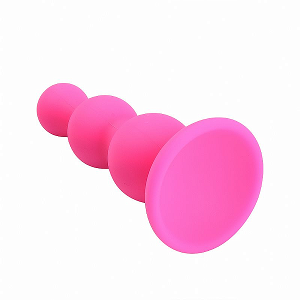 PLUG ANAL ESCALONADO EM SILICONE - TAMANHO P - PINK