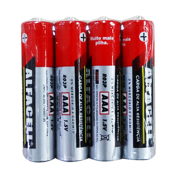 PILHA ALFACELL COMUM PALITO AAA 1.5V PAC C/ 4 UN