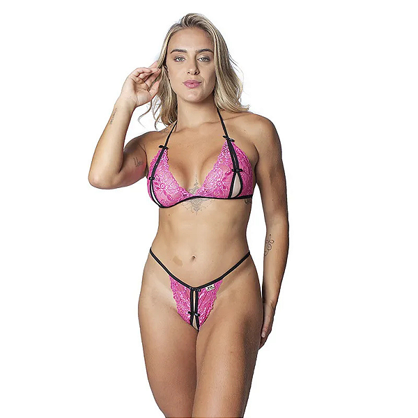 CONJUNTO DE RENDA SEXY MARIDO APRESSADO