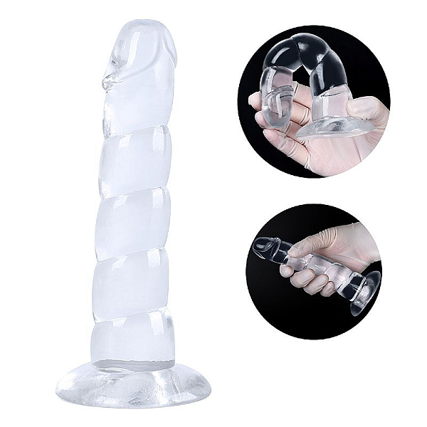 PÊNIS REALÍSTICO EM SILICONE COM GOMOS - 16,8X3,5 CM