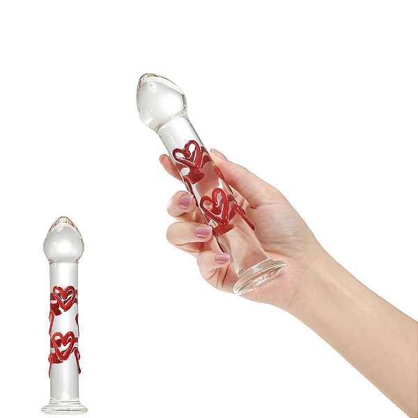 PLUG ANAL DE VIDRO COM CORAÇÕES