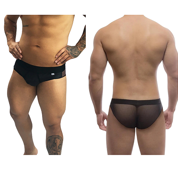CUECA SEX MASCULINA CIRRÊ COM TULE PRETO