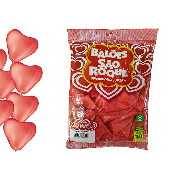 BALÃO SÃO ROQUE CORAÇÃO GRANDE - C/10 UN