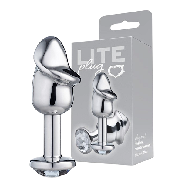 PLUG PRATA PÊNIS COM PEDRA TRANSPARENTE