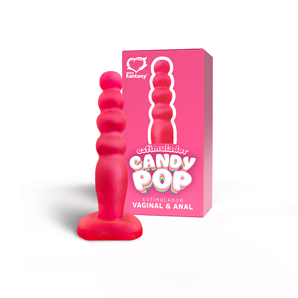 ESTIMULADOR VAGINAL E ANAL CANDY POP MACIÇO ROSA - 14 X 2,8CM