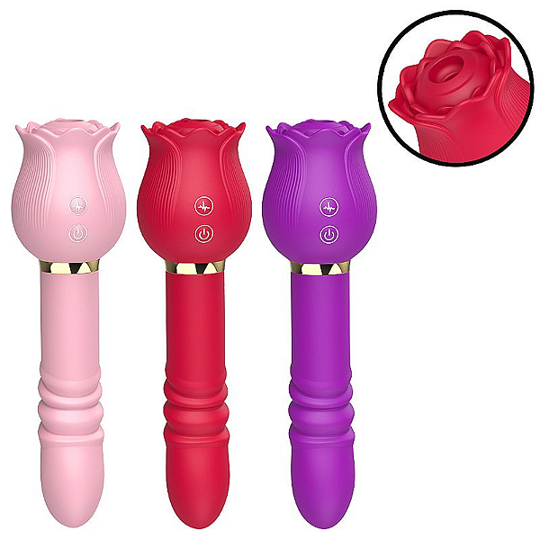 VIBRADOR DE PONTO G E CLITÓRIS - ROSA COM PULSAÇÃO E VAI E VEM - CHRISTINE