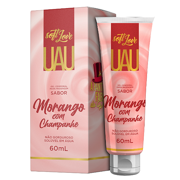 LUBRIFICANTE UAU MORANGO COM CHAMPANHE - 60ML SOFT LOVE