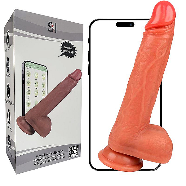 PÊNIS REALÍSTICO COM VAI E VEM / ROTAÇÃO COM AQUECIMENTO E APP - 21 X 4,0CM