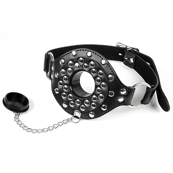 MORDAÇA DE METAL COM COURO SINTÉTICO E FECHO - SI